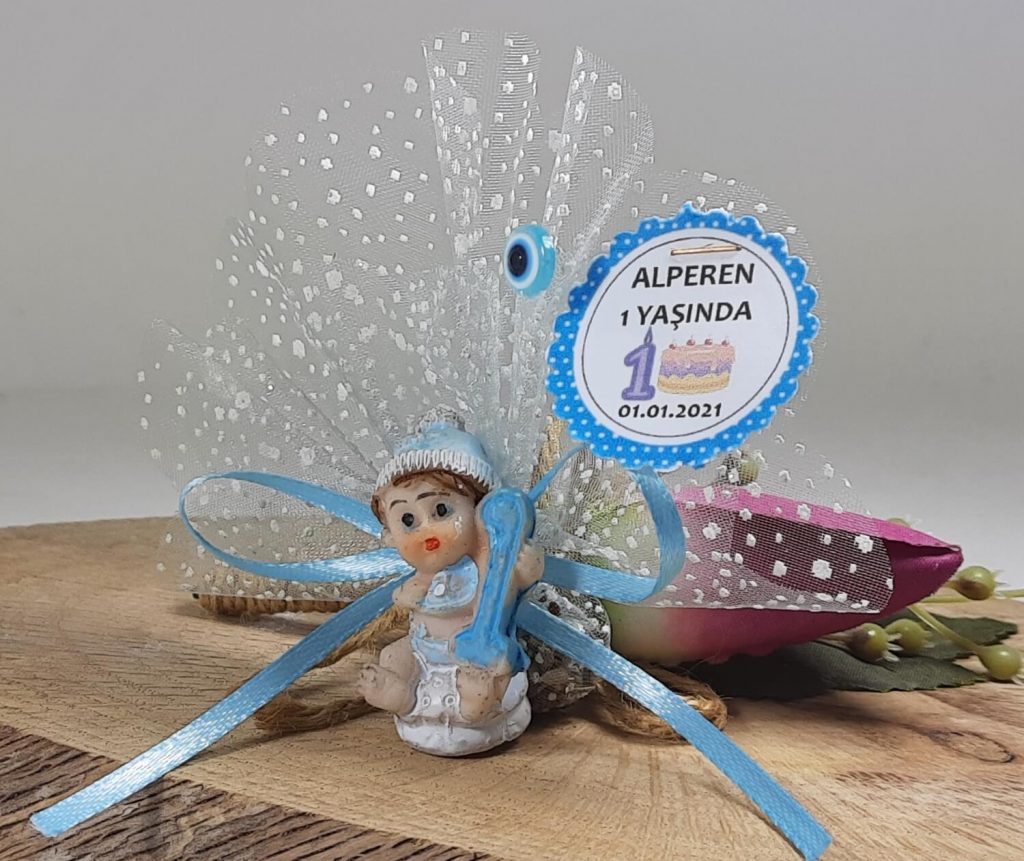 1 Yaş Bebek Hediyeliği Mavi Biblo Hüner Hediyelik