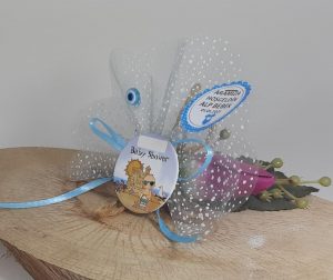 Baby Shower Yazılı Erkek Bebek Magneti Mavi