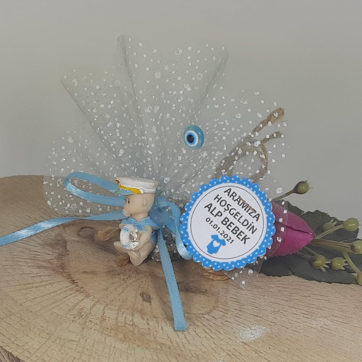 Mavi Papatya Erkek Kokulu Taş Bebek