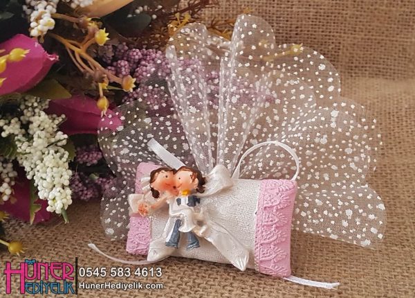 Gelin Damat Pembe Yastıklık Nikah Şekeri