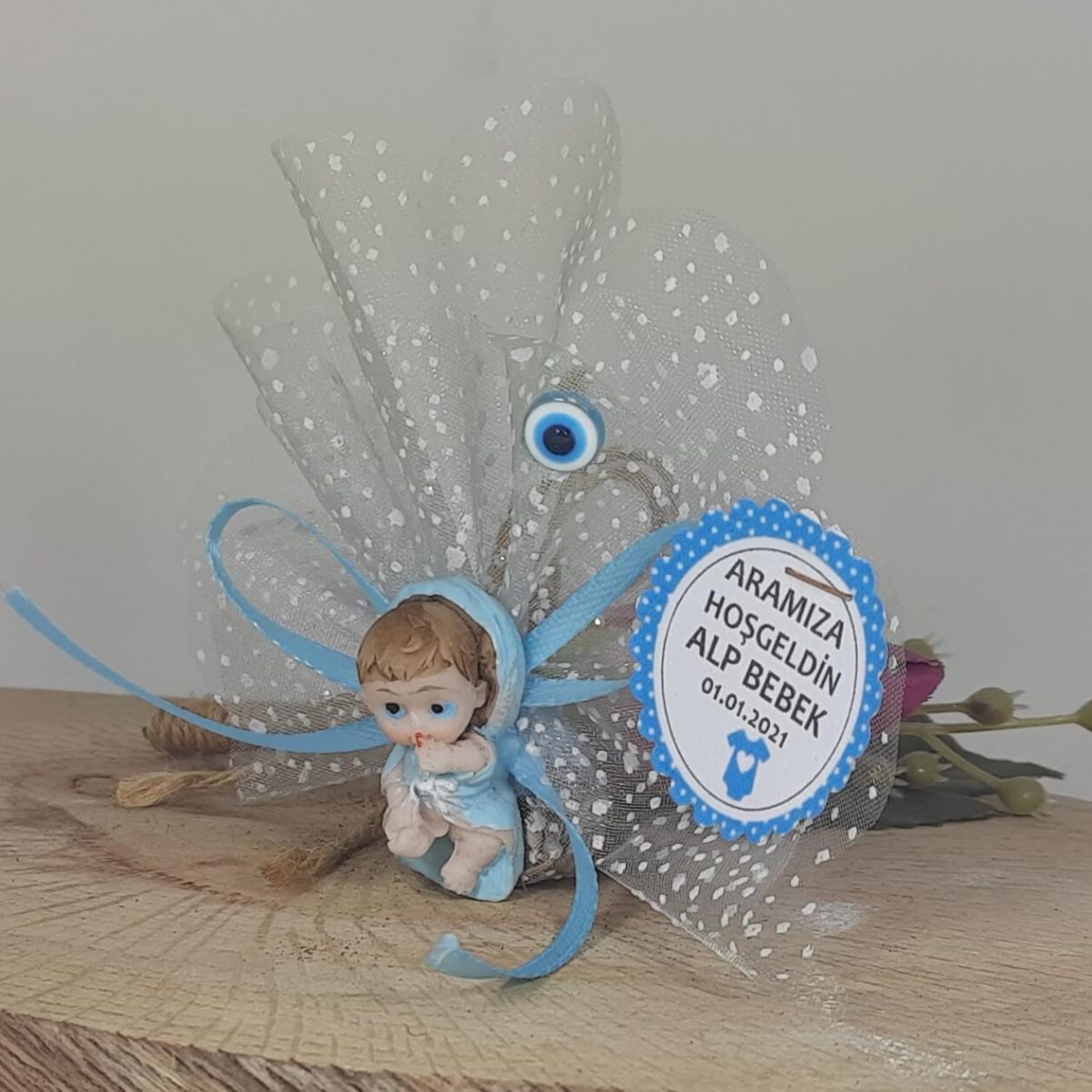 Mavi Papatya Erkek Kokulu Taş Bebek