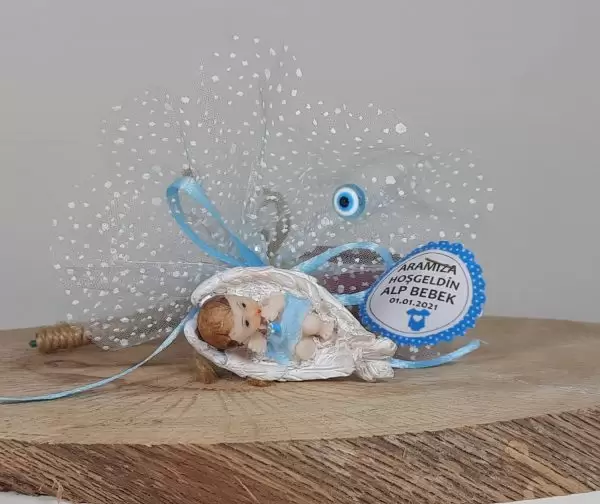 Kanat İçinde Duran Bebek Biblolu Erkek Bebek Hediyelikleri