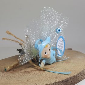 Kedi Kostümlü Mavi Bebek Magneti Biblolu Model