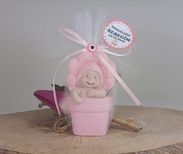 Pembe Papatya Kokulu Taş Bebek Magneti